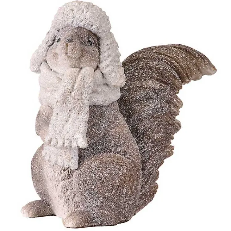 New Glittery Squirrel With Scarf and Hat Figurine Christmas Decorations