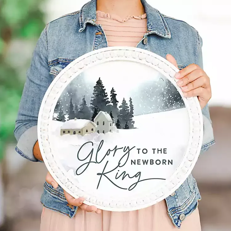 Outlet Glory to the Newborn King Round Wall Plaque Christmas Art & Wall Decor