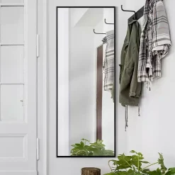 Kirklands Home Framed Mirrors|Glossy Black Frame Leaning Mirror
