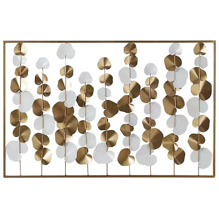 Kirklands Home Wall Plaques|Glossy Gold Leaves Framed Wall Plaque