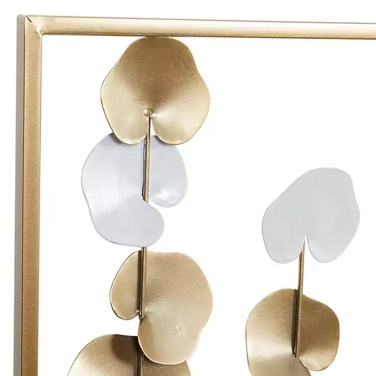 Kirklands Home Wall Plaques|Glossy Gold Leaves Framed Wall Plaque