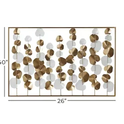 Kirklands Home Wall Plaques|Glossy Gold Leaves Framed Wall Plaque