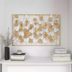 Kirklands Home Wall Plaques|Glossy Gold Leaves Framed Wall Plaque