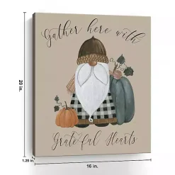 Gnome Pumpkin Grateful Hearts Giclee Canvas Print Fall