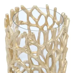 Hot Aluminum Coral Hurricane, 10 in. Candle Holders