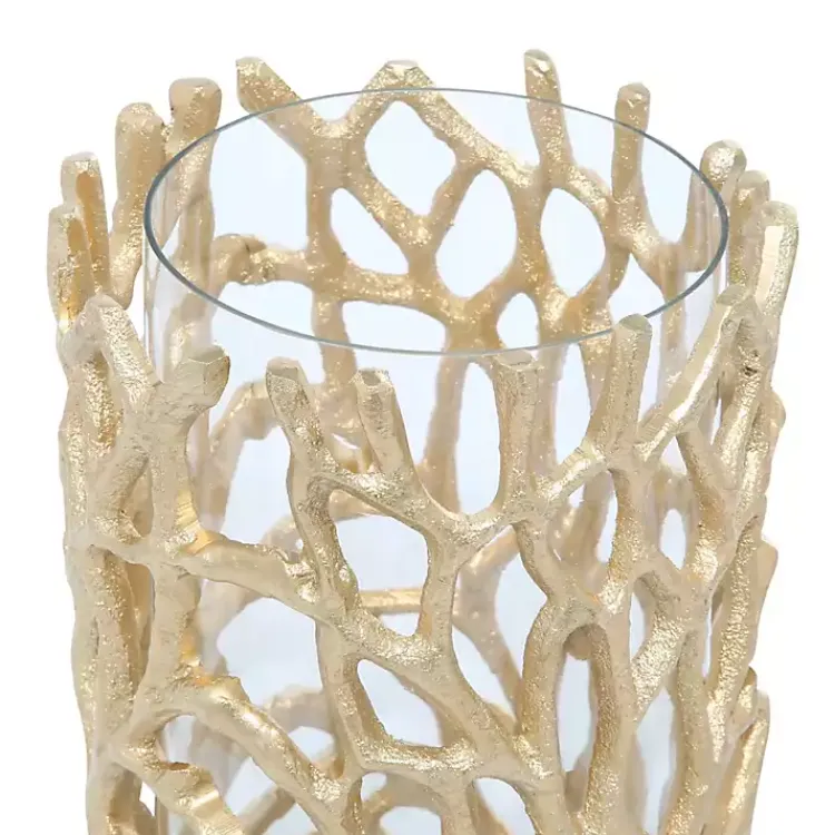Hot Aluminum Coral Hurricane, 10 in. Candle Holders