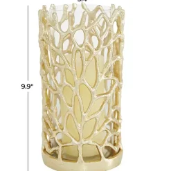 Hot Aluminum Coral Hurricane, 10 in. Candle Holders