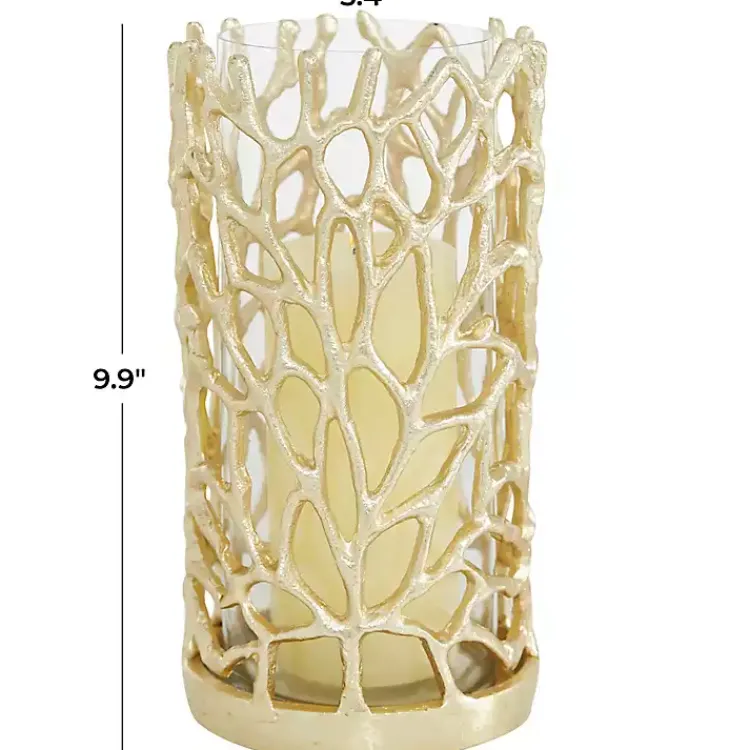 Hot Aluminum Coral Hurricane, 10 in. Candle Holders