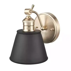 Online Gold and Black Metal Tapered Shade Wall Sconce Sconces