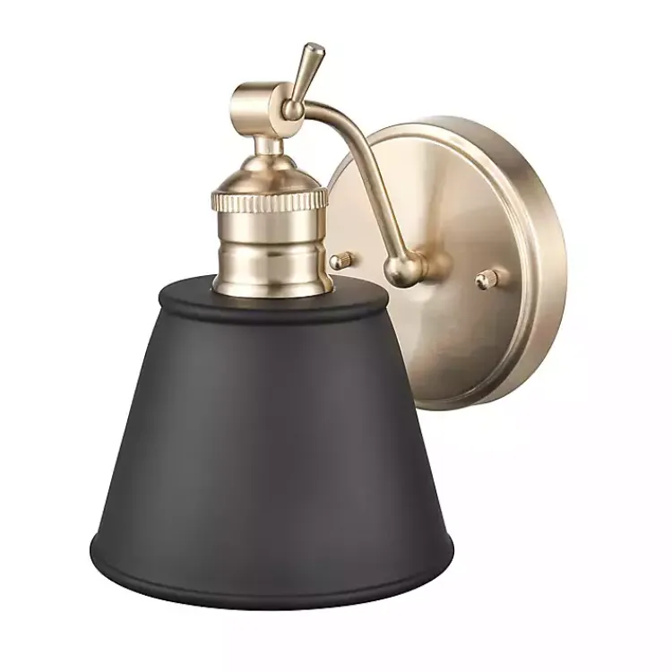 Online Gold and Black Metal Tapered Shade Wall Sconce Sconces