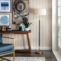 Kirklands Home Floor Lamps|Gold and Black Simple Stem Floor Lamp White