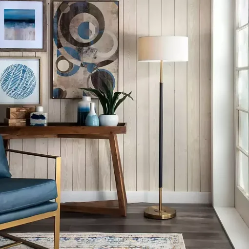 Kirklands Home Floor Lamps|Gold and Black Simple Stem Floor Lamp White