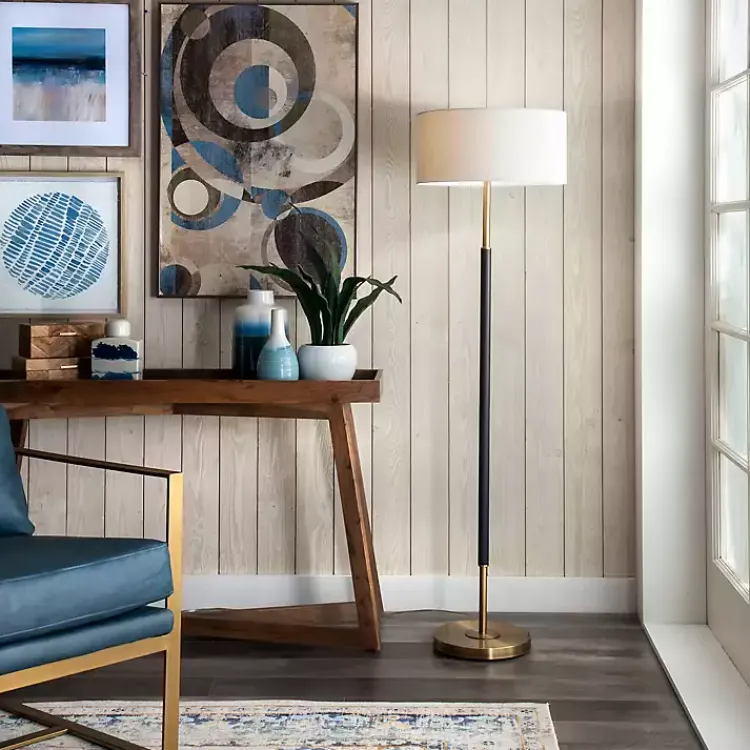 Kirklands Home Floor Lamps|Gold and Black Simple Stem Floor Lamp White