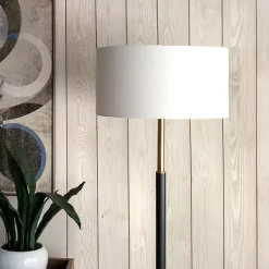 Kirklands Home Floor Lamps|Gold and Black Simple Stem Floor Lamp White
