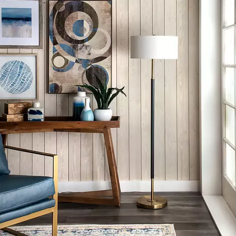 Kirklands Home Floor Lamps|Gold and Black Simple Stem Floor Lamp White