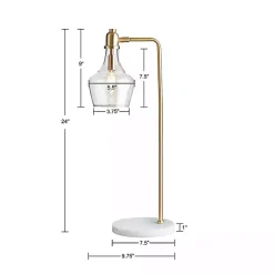 Kirklands Home Table Lamps|Gold and Marble Table Lamp with Glass Bell Shade Clear