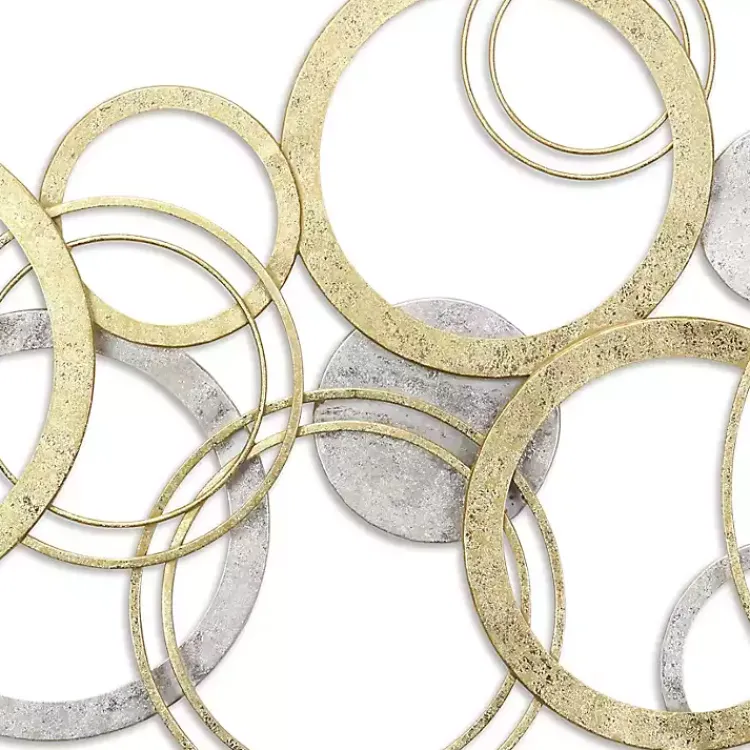 Kirklands Home Wall Plaques|Gold and Silver Metal Multi Ring Wall Plaque