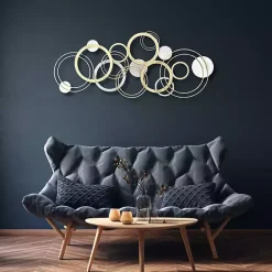 Kirklands Home Wall Plaques|Gold and Silver Metal Multi Ring Wall Plaque