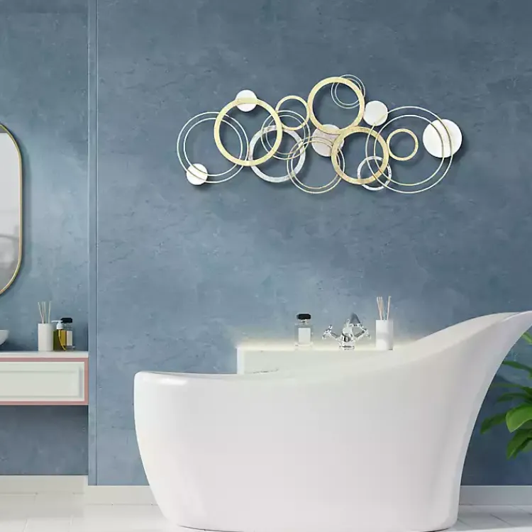 Kirklands Home Wall Plaques|Gold and Silver Metal Multi Ring Wall Plaque