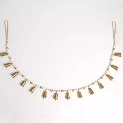 Outlet Gold and White Beaded Bell Garland Christmas Arrangements & Garland