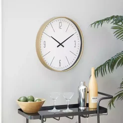 Kirklands Home Clocks|Gold and White Classic Wall Clock