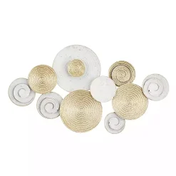 Kirklands Home Wall Plaques|Gold and White Round Layered Plates Wall Sculpture