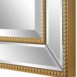 Kirklands Home Decorative Mirrors|Beaded Double Frame Beveled Wall Mirror Gold