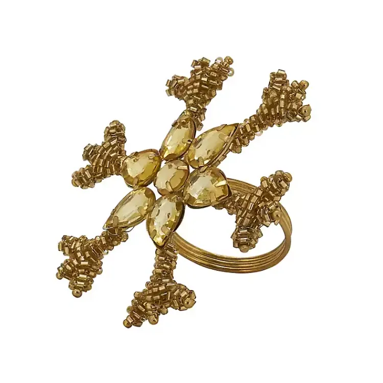 Kirklands Home Table Linens|Beaded Snowflake Napkin Rings, Set of 4 Gold