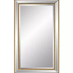 Kirklands Home Decorative Mirrors|Beveled Rectangular Wall Mirror Gold