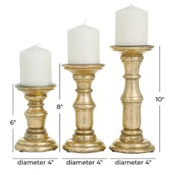 Discount Carved Mango Wood Candle Holders, Set of 3 Candle Holders