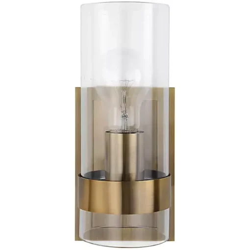 Kirklands Home Flush Mount Lighting|Gold Cylinder Glass Shade Wall Sconce