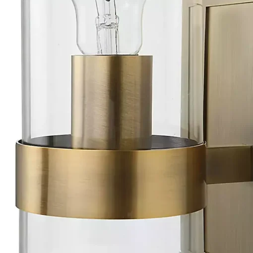 Kirklands Home Flush Mount Lighting|Gold Cylinder Glass Shade Wall Sconce