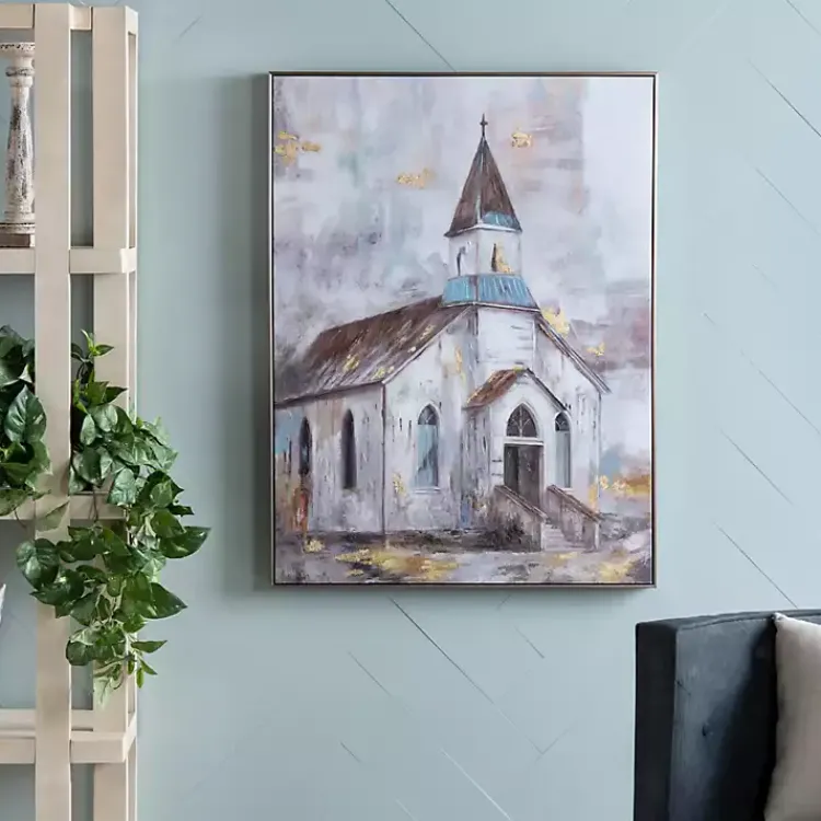 Kirklands Home Canvas Art|Gold Foil Steeple Framed Canvas Art Print