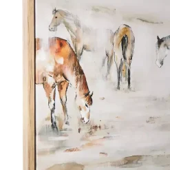 Kirklands Home Canvas Art|Gold Foil Wild Horses Framed Canvas Art Print