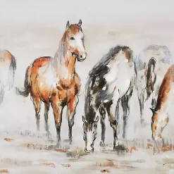 Kirklands Home Canvas Art|Gold Foil Wild Horses Framed Canvas Art Print