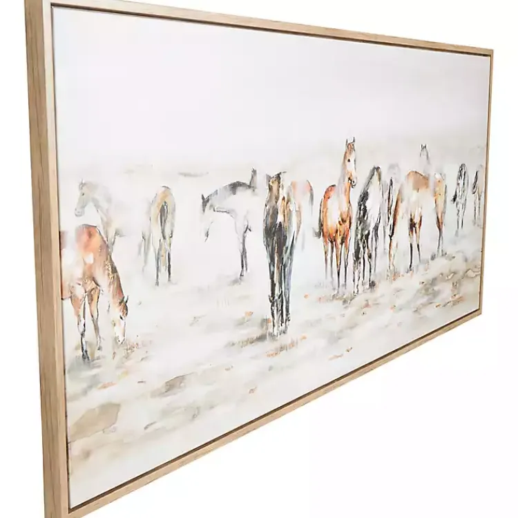 Kirklands Home Canvas Art|Gold Foil Wild Horses Framed Canvas Art Print