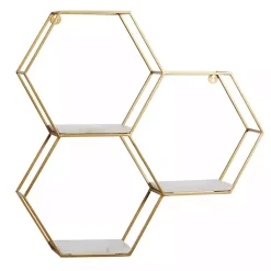 Kirklands Home Shelves|Frame Marble Honeycomb Wall Shelf Gold