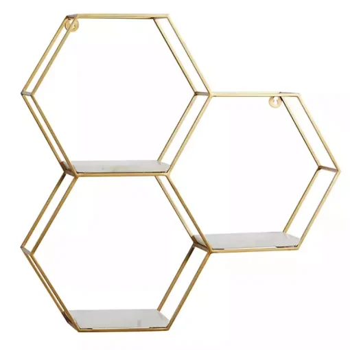 Kirklands Home Shelves|Frame Marble Honeycomb Wall Shelf Gold