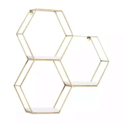 Kirklands Home Shelves|Frame Marble Honeycomb Wall Shelf Gold