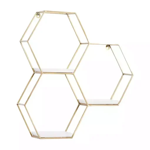 Kirklands Home Shelves|Frame Marble Honeycomb Wall Shelf Gold
