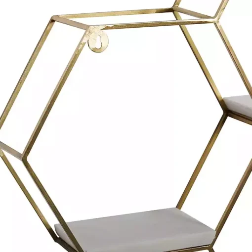 Kirklands Home Shelves|Frame Marble Honeycomb Wall Shelf Gold