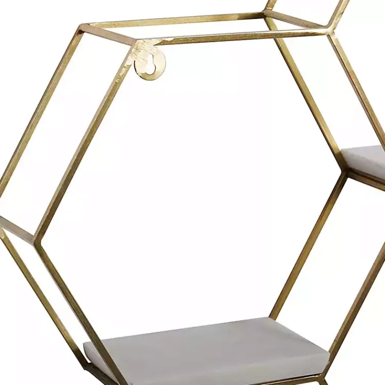 Kirklands Home Shelves|Frame Marble Honeycomb Wall Shelf Gold