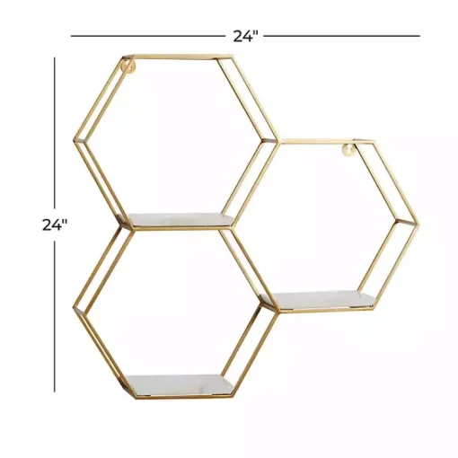 Kirklands Home Shelves|Frame Marble Honeycomb Wall Shelf Gold