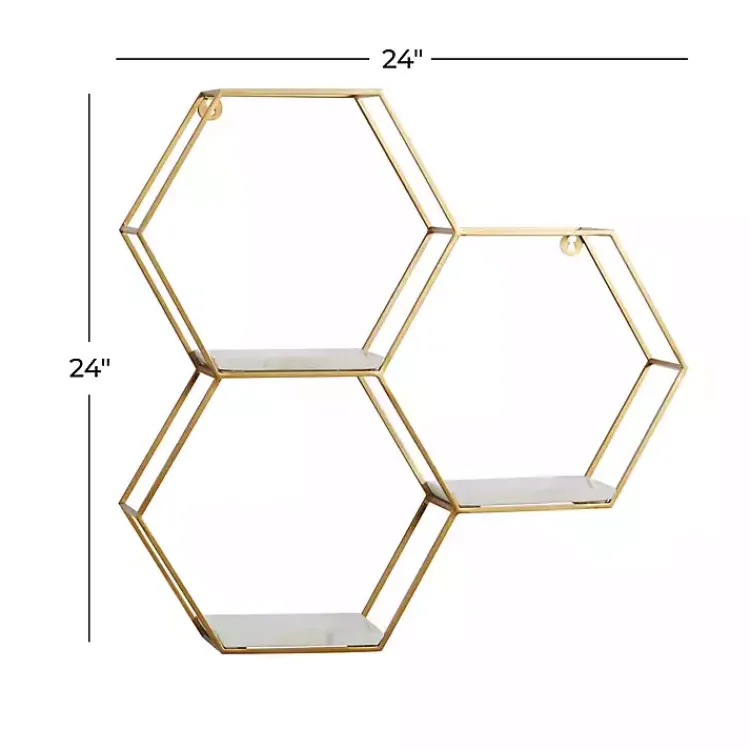 Kirklands Home Shelves|Frame Marble Honeycomb Wall Shelf Gold