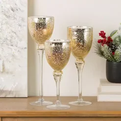 Outlet Glass Hurricane Charismas, Set of 3 Candle Holders
