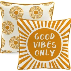 Kirklands Home Outdoor Cushions & Pillows|Gold Good Vibes Only Sunny Outdoor Pillow