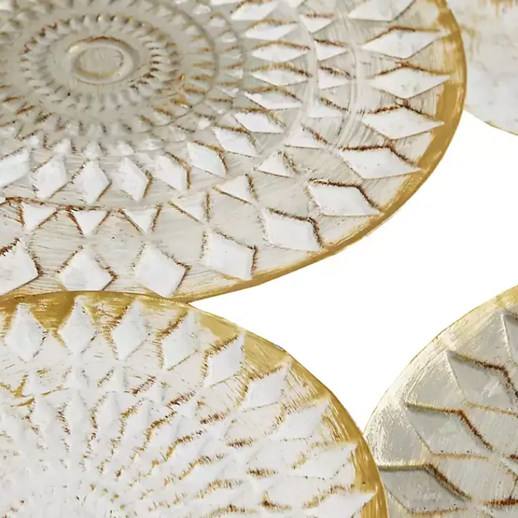 Kirklands Home Wall Plaques|Gray White Metal Connected Circle Wall Plaque Gold