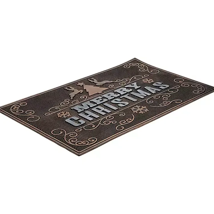 Sale Gold Merry Christmas Rubber Doormat Outdoor Christmas Decorations