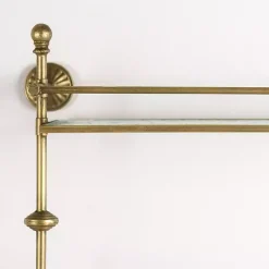 Kirklands Home Shelves|Gold Metal & Textured Glass 2-Tier Wall Shelf