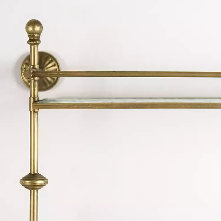 Kirklands Home Shelves|Gold Metal & Textured Glass 2-Tier Wall Shelf